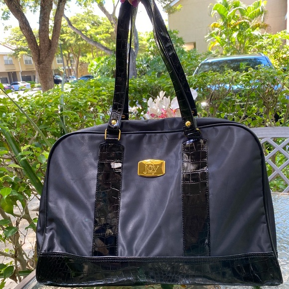 Joy Mangano Black Nylon and Gold Hardware Large Weekender - Picture 12 of 16